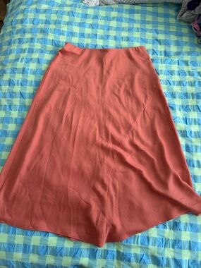 a new day Coral-Orange Midi Skirt